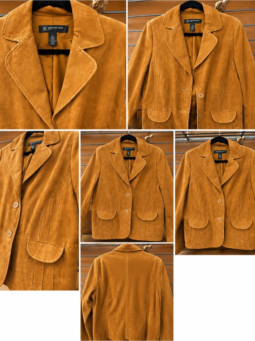 INC International Women's Golden Brown Soft Suede Blazer Jacket Small